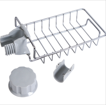 Stainless Steel Kitchen Drain Faucet Rack with Sponge Soap Holder