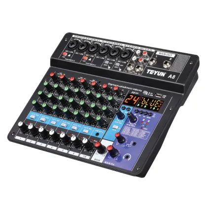 Professional 8-Channel DJ Audio Mixer for Record, Stream, and KTV Use: Model A8
