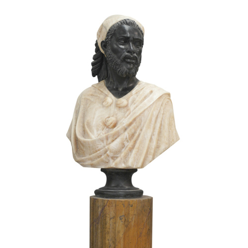 色ブロックされた大理石のバストデュアルトーンクラシック彫刻