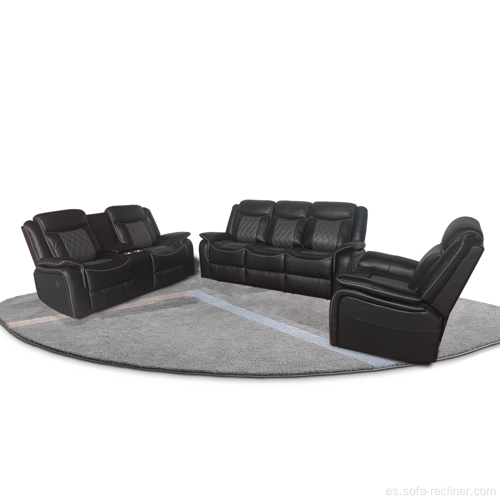 Conjunto de sofá cama de cuero reclinable de estilo reclinable europeo