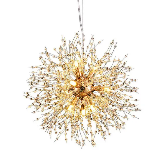 Nordic Bedroom Hanging Decorative Dandelion Chandelier Round Crystal Pendant Light