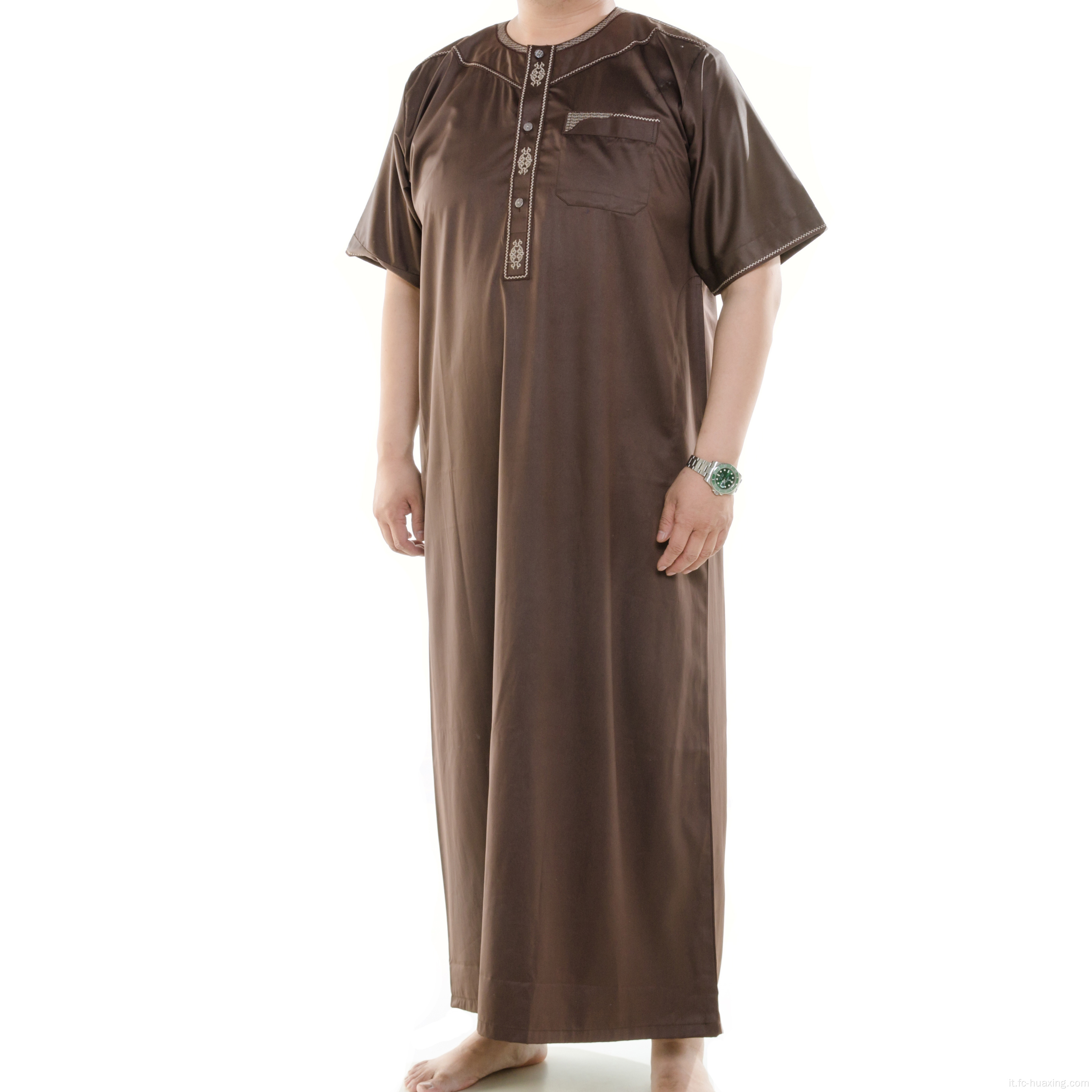 Pulsante Thobe da uomo islamico bianco