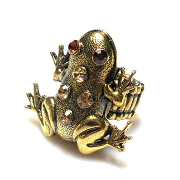Vintage kualiti aloi logam fesyen menghulurkan cincin di crystal flog bentuk emas antik penyaduran cincin anjal borong