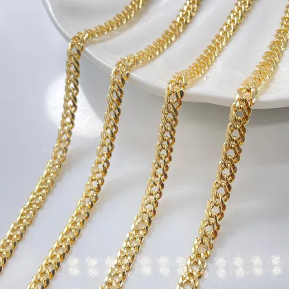 Wholesale Chain Roll Diy Jewelry Accessories Chain 14K Color Preserving Gold Diy Handmade Necklace Cuban Chain Jewelry Findings