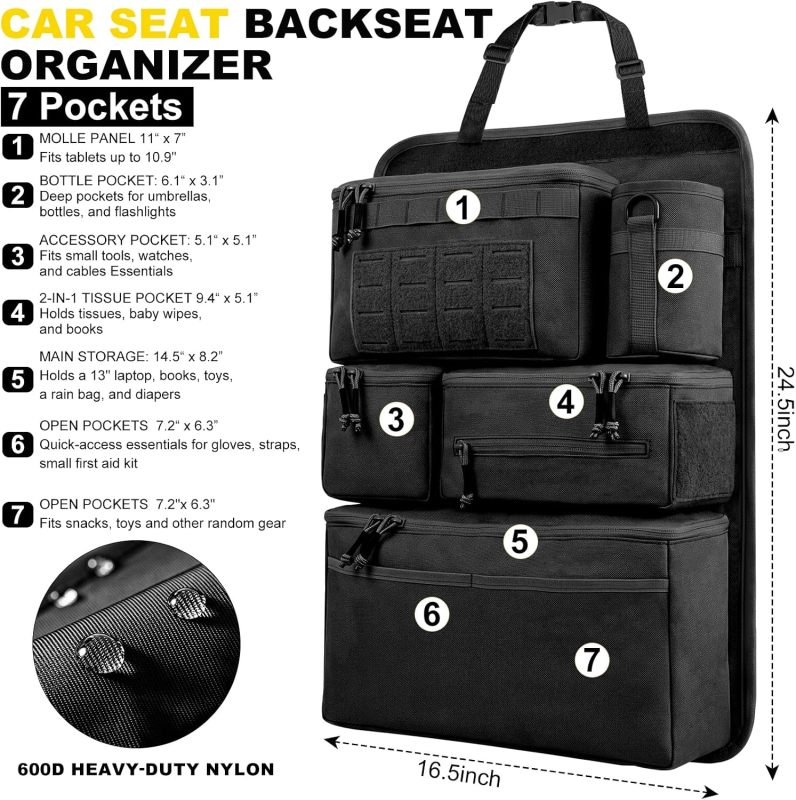 Universal Car Seat Back Organizer with 7 Storage Pockets