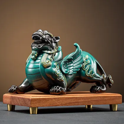 Ceramic Pi Xiu Ornaments for Fengshui Money Drawing - Pair for Living Room or Office Decor