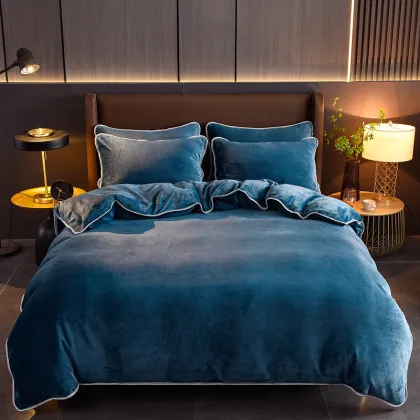 Super Soft Coral Velvet Winter Bed Sheets 4PC Set High Weight Flannel Fleece Bedding