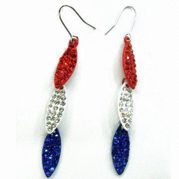 Trendy Drop Earrings with Multi-colored Diamonds Charms