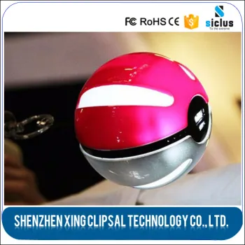 2016 hot selling 6000mAh magic ball pokemon power bank with led light, power bank pokeball