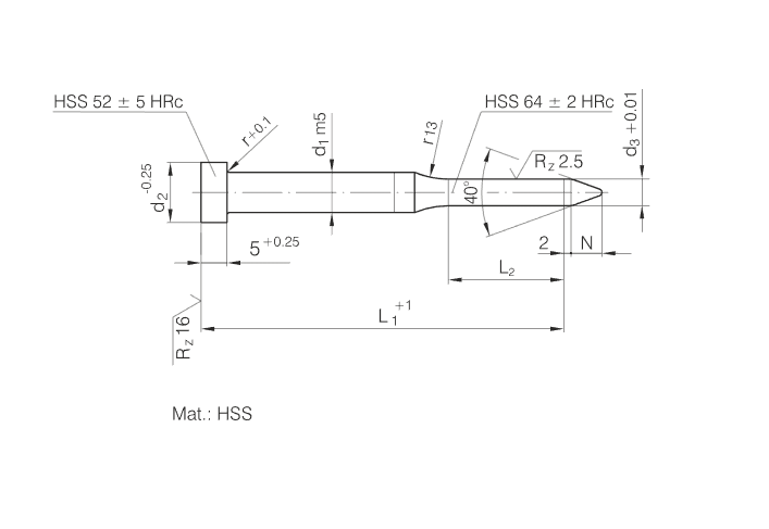 ISO8020 Pilots Punch with Tappered Tip HSS