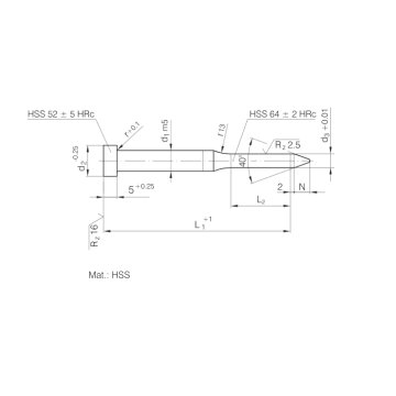 Punxons pilots ISO8020 amb punta tapada HSS