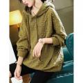 Temperament Jacquard Hooded Long Sleeve Hoodie Woman