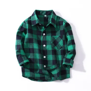 Kids Cotton Plaid Button-Down Shirt with Pockets (Boy & Girl)