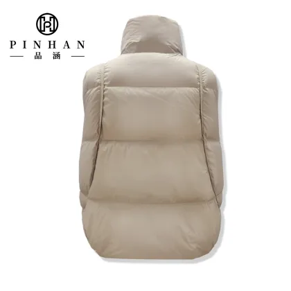 Glossy Polyester Puffer Vest with Duck Down and Stand Collar