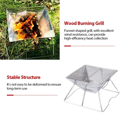 Portable Stainless Steel Foldable Fire Rack for Outdoor Barbecue and Camping