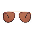 Aviator Metal Wooden Sunglasses