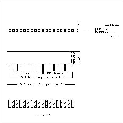 FHCM05-XXSXXXX 1.27 mm Female Header Single Row SMT Angle H=4.3MM