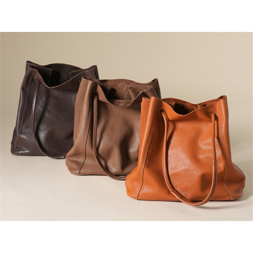 Large Capacity Genuine Leather Bucket Bag