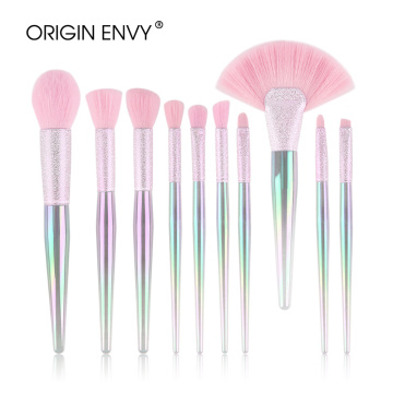 ORIGIN ENVY 10pcs Rainbow Crystal Frosted Handle Profession Makeup Brushes Set Foundation Eyeshadow Makeup Brush Beauty Tool Kit