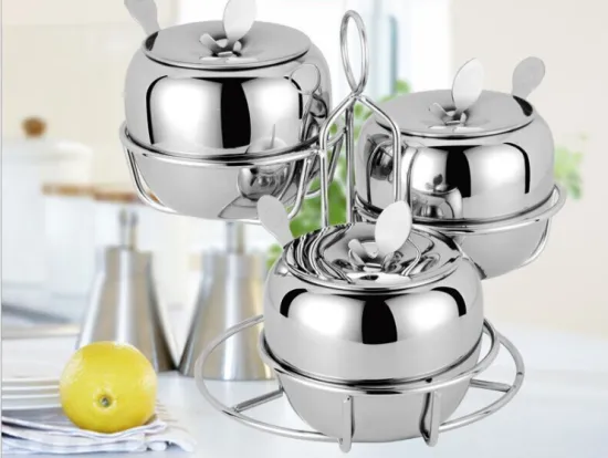 A Three Piece Suite Stainless Steel Seasoning Jar