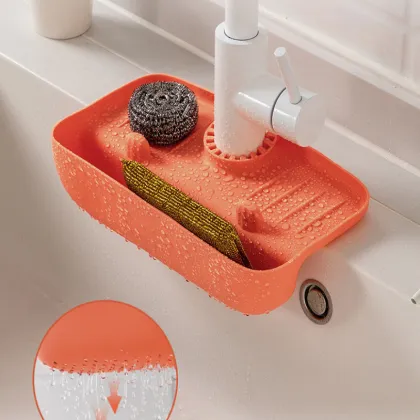 Factory Outlet Silicone Sink Organizer - Kitchen Rag, Sponge Storage, Faucet Splash-Proof Draining Rack