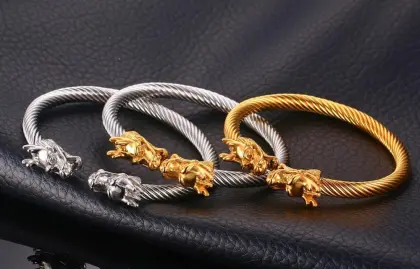 Titanium Steel Open Dragon Mens Wire Mesh bangle