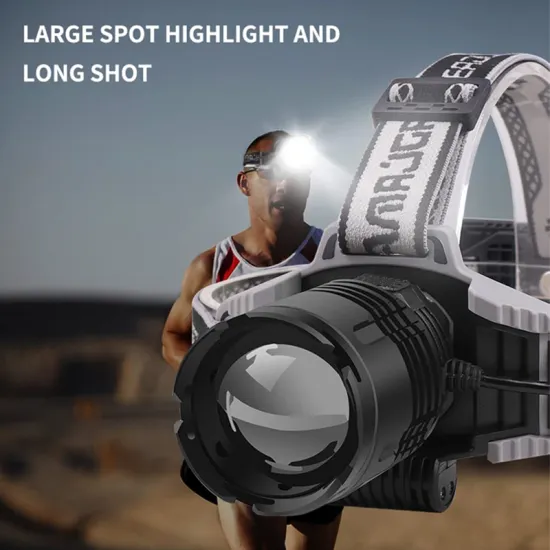 Waterproof USB Rechargeable LED Emergency Headlamp with Red Blue Warning