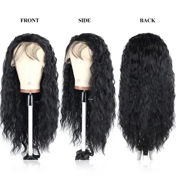 Synthetic Lace Front Wigs Body Water Wave 28inches Perruque Lace Wig Natural Black For Women Heat Resistant Fiber
