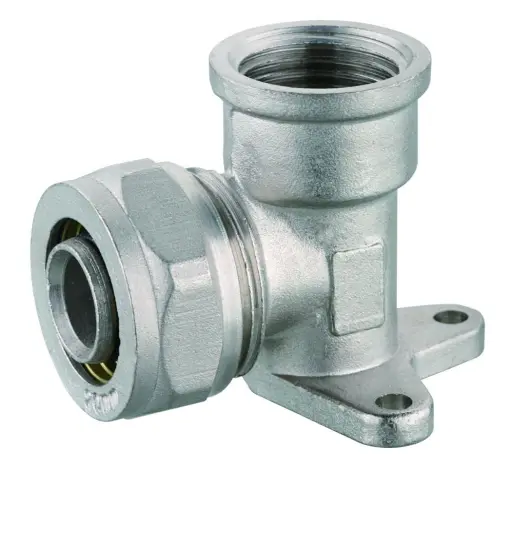 Brass elbow wall plate fitting PEX pipe compression fitting