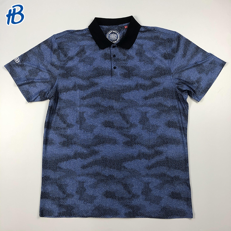 Polo bleu foncé en microfibre de qualité personnalisée