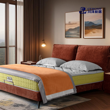 Elegantes Schlafzimmerbett-Design aus braunem Stoff