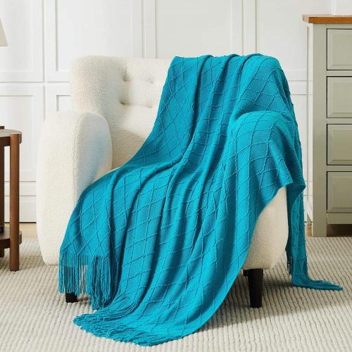 China Cozy Luxury Microfiber Knitted Throw Blanket with Tassel Manufactory