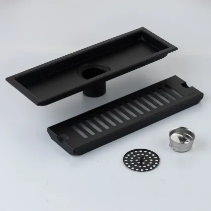TB-T6BK Stainless Steel 304 Shower Floor Drain Strainer - Black Linear Drain