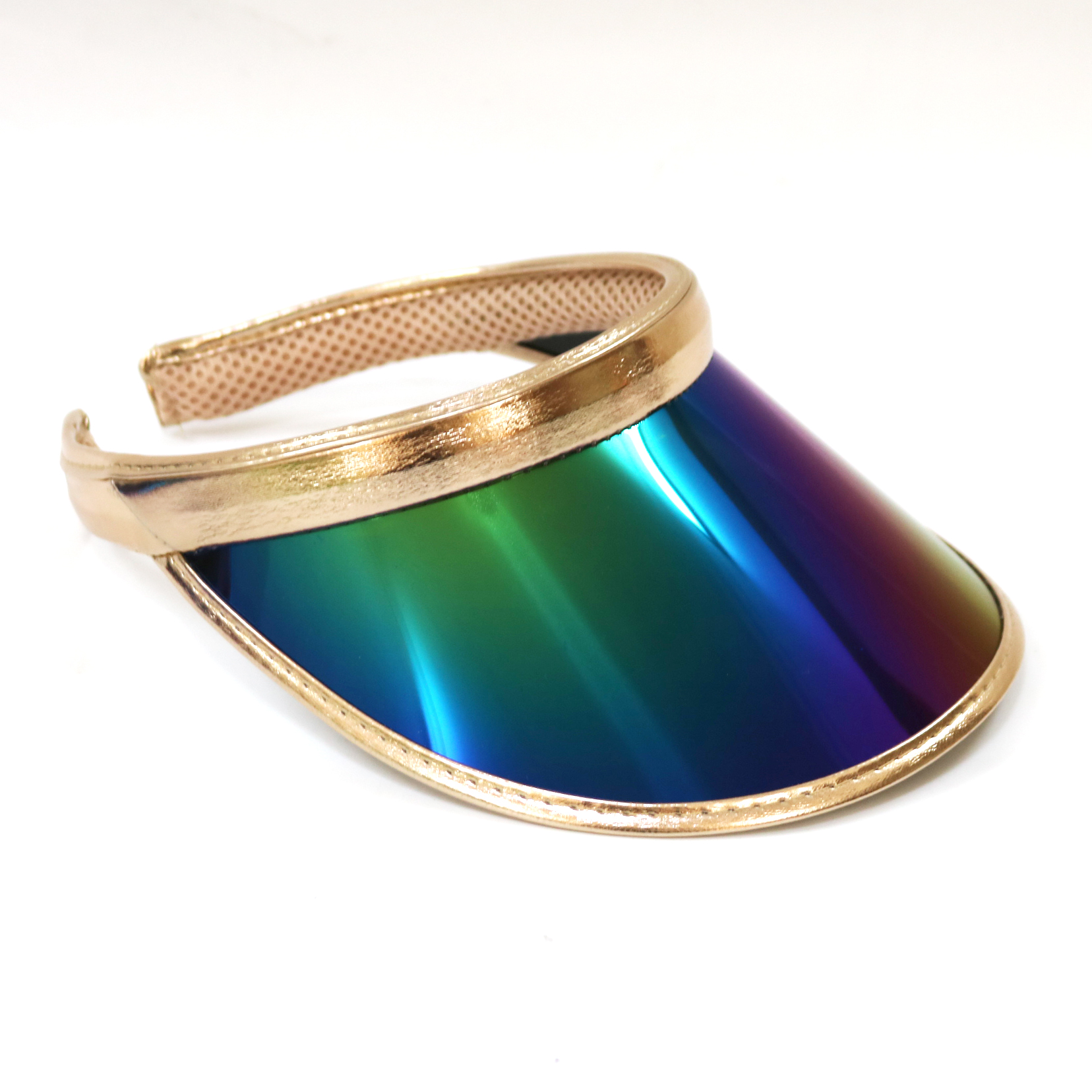 rainbow lens gold headband visor cap