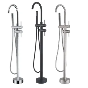 Modern Chrome Watermark Shower Bath Mixer Tap for Free Standing Bathtub Faucet