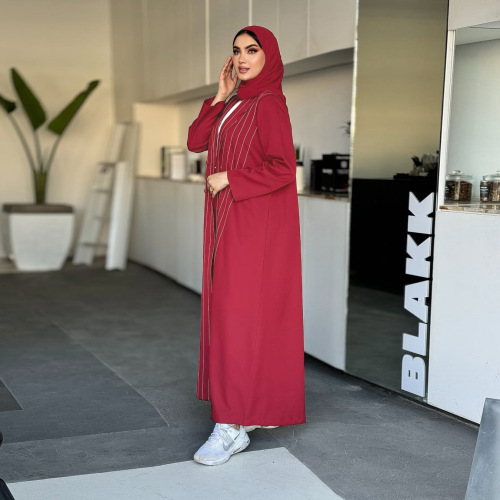 مانتو بلند عبای راه راه مسلمان لباس زنانه