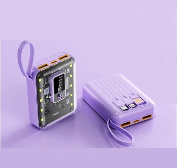 Sorgente di alimentazione portatile super rapida carica trasparente mech punk in stile quattro output doppio input design chip trasparente
