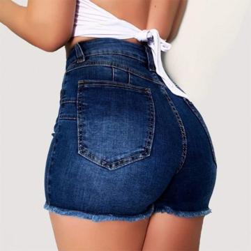 Sommer mit hoher taillierter Sommer-Jeans &amp; Slim Fit Denim Shorts