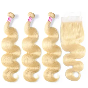 613 Remy hair bundles with closure,Human hair bundles can be dyed,Wholesale mink Brazilian hair virgin hair bundles