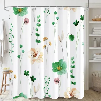 QJMAX High Quality Waterproof Shower Curtain Set 72x72 inch with Hooks
