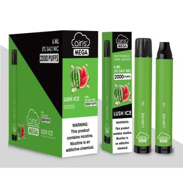 Wholesale 2000puffs Diposable Vape Airis Mega Fruit Flavors