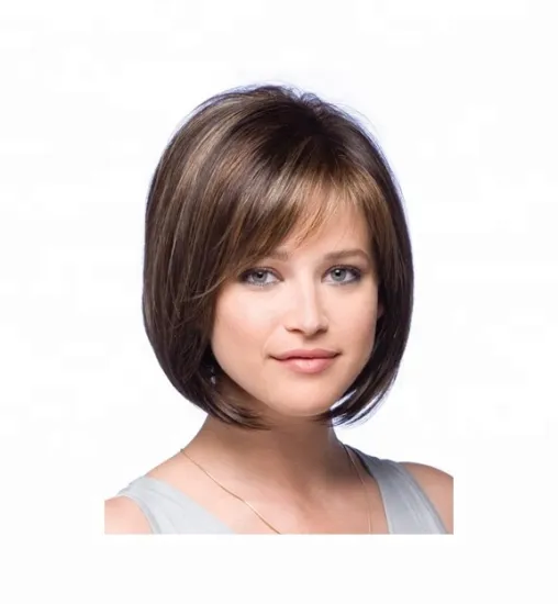 Hot selling Bob Short Straight Synthetic Wigs Hair Natural Brown Wig for Women