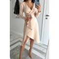 Women's Ruched Long Sleeve Wrap Dress