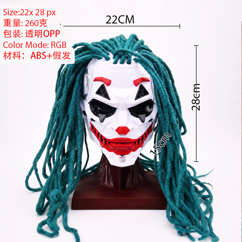 Joker Mask With Green Dreadlock Wig