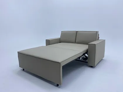 Convertible Leather Sofa Bed Opens in One Step