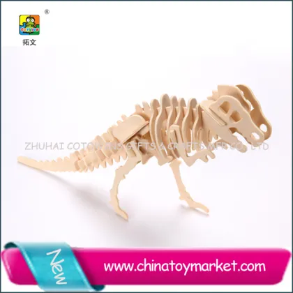New arrival construction kit promotional wooden diy craft dinosaur puzzle