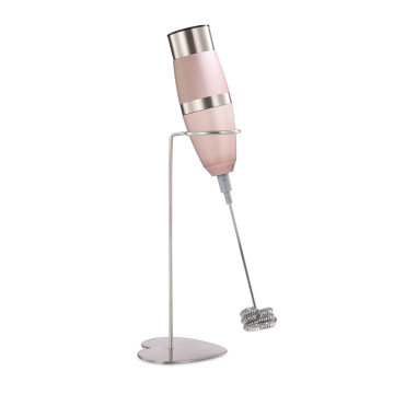 Battery Operated Silk Screen Logo Plastic Coffee Milk Frother with Stand
