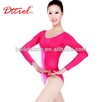 D004851 Wholesale red long sleeve girls dance gymnastics leotards