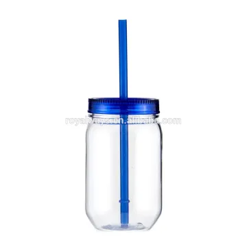 Personalized Mini Plastic Mason Jar Tumbler With Straw
