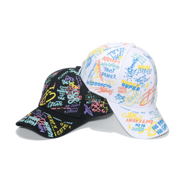 Hip Hop Wholesale Vintage Custom Logo Printed Cotton 6 Panel Baseball Caps